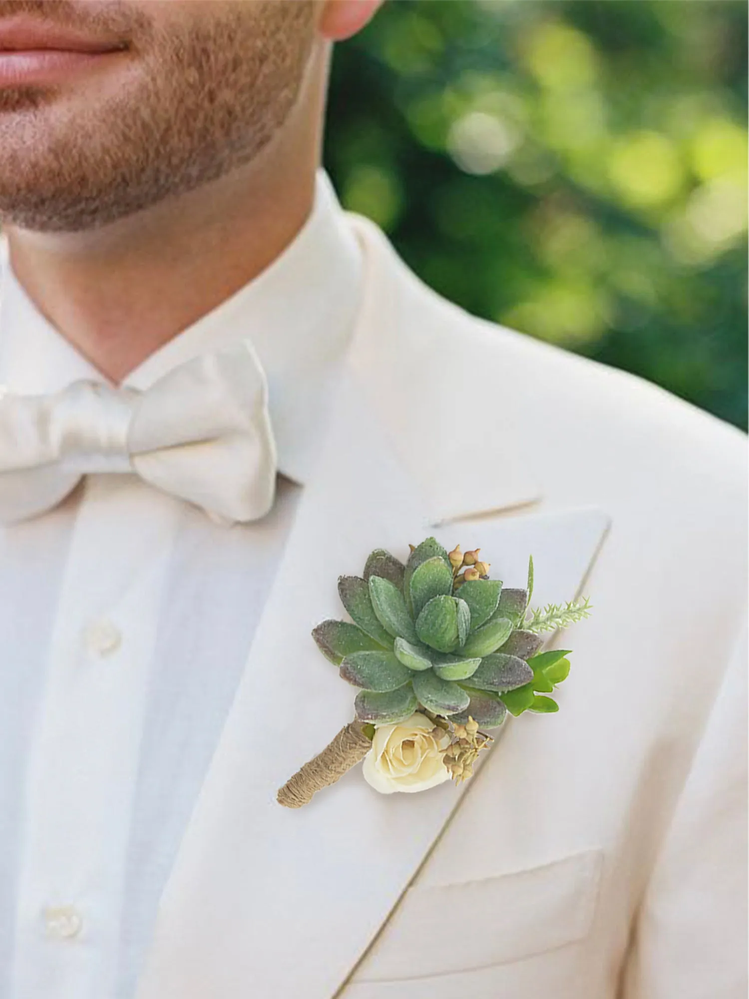 6Pcs Faux Succulent Boutonnieres