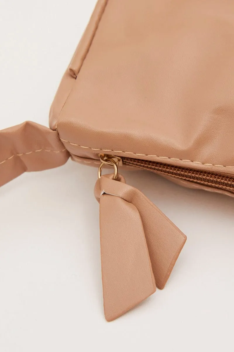 Beige Shoulder Baguette Bag