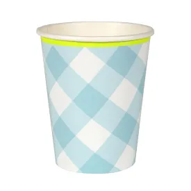 Blue Gingham Cups