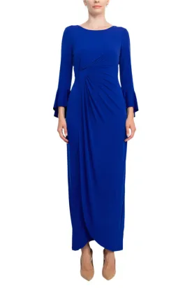 Connected Apparel Bell Sleeve Gathered Waist Gown