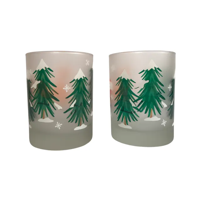 Culver Mid-Century Signed Christmas Fox Double Old Fashion Glasses (Set of 2)