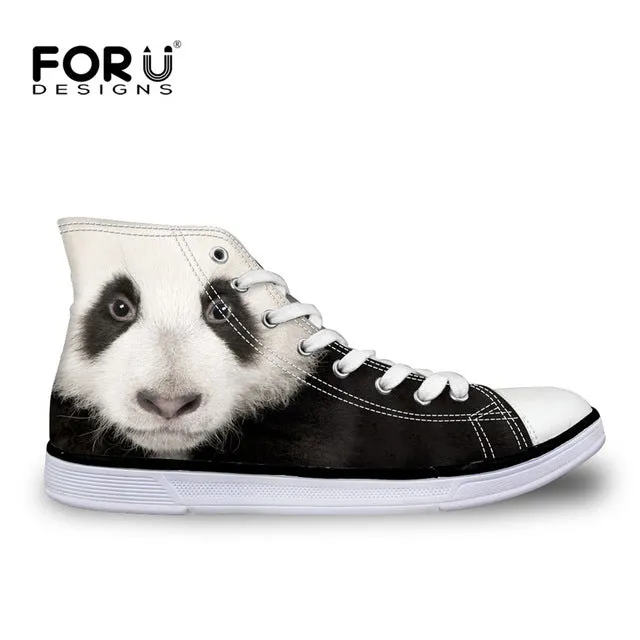 FORUDESIGNS Fashion Mens Casual Shoes 3D Animals Wolf High Top Shoes,Pet Dog Husky Printed Flats Man Canvas Shoes Male Footwear