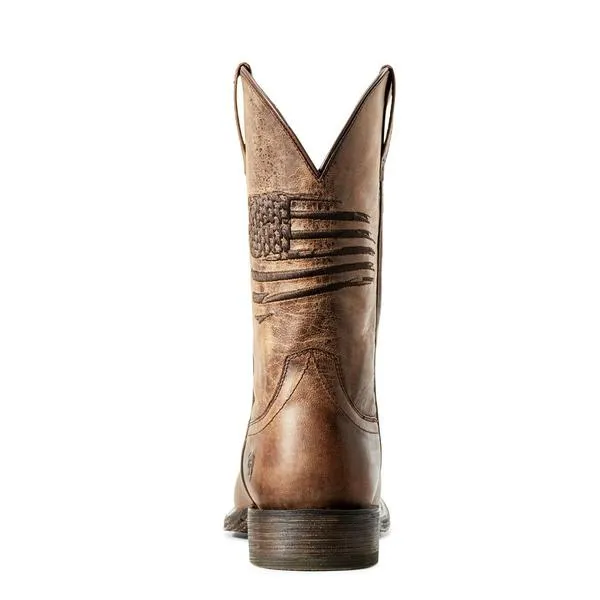 Men's Ariat Circuit Patriot Weathered Tan Square Toe Boots