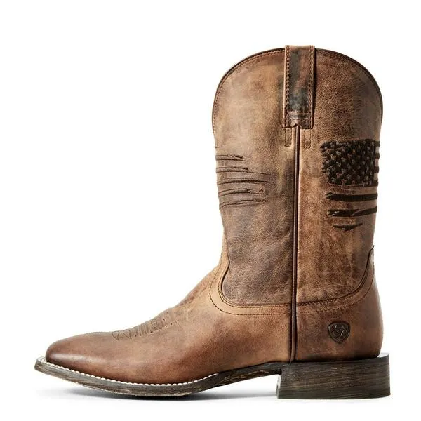 Men's Ariat Circuit Patriot Weathered Tan Square Toe Boots