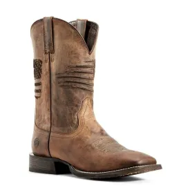 Men's Ariat Circuit Patriot Weathered Tan Square Toe Boots