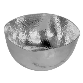 Red Co. Luxurious Hammered Aluminum Round Bowl with Unique Edge, Metal Decorative Bowl, Silver Finish — 14 Inches