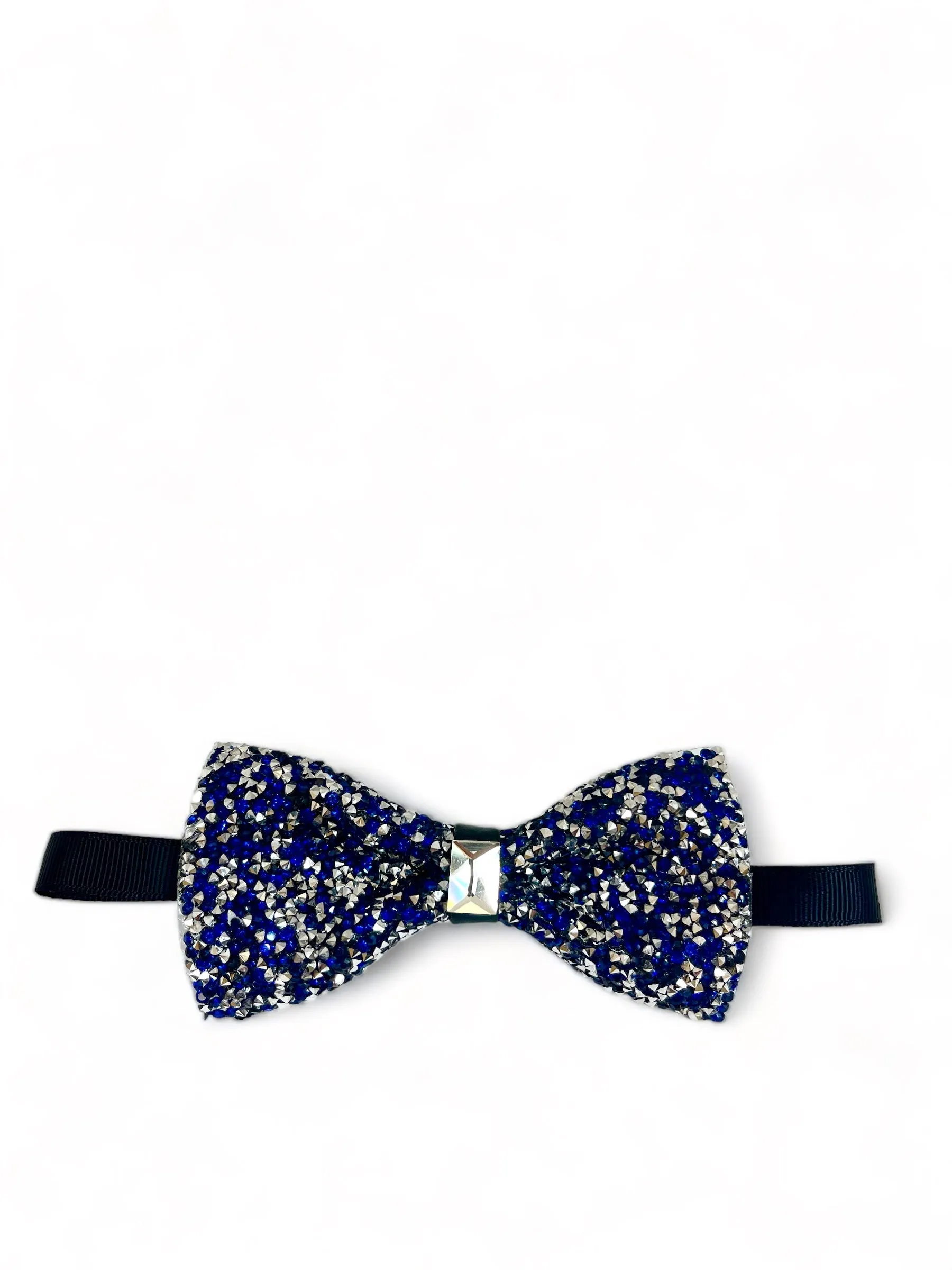 Royal Blue and Silver Rhinestone Bow Tie