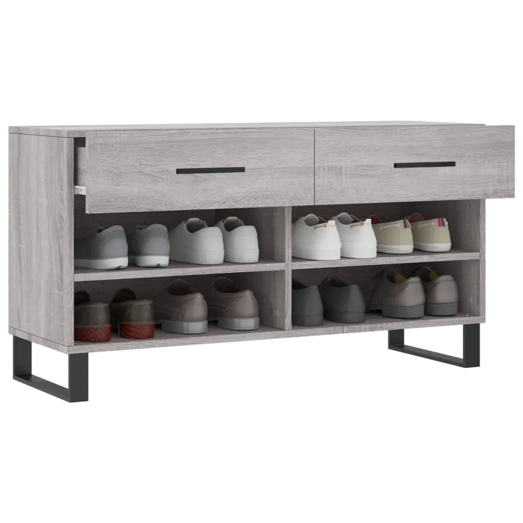 Shoe Bench Grey Sonoma 102x35x55 cm Engineered Wood