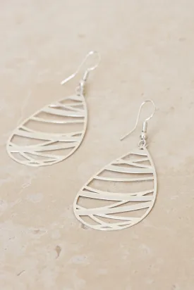 Sienna Cut-Out Teardrop Earrings - Silver