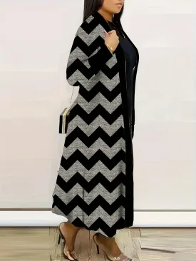 Striped Plussize Long Cardigan for Casual Wear